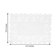100 pcs Rectangular Disposable Paper Doilies Placemats with Lace Trim - White
