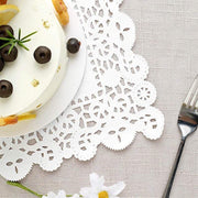 100 pcs Rectangular Disposable Paper Doilies Placemats with Lace Trim - White