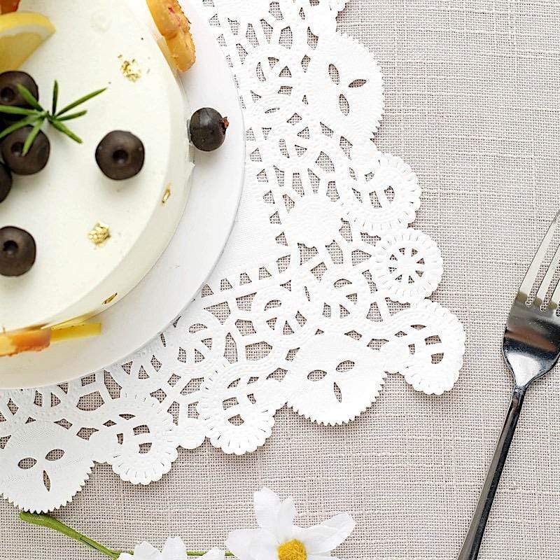 100 pcs Rectangular Disposable Paper Doilies Placemats with Lace Trim - White