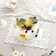 100 pcs Rectangular Disposable Paper Doilies Placemats with Lace Trim - White