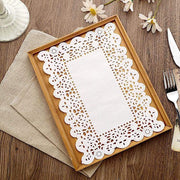 100 pcs Rectangular Disposable Paper Doilies Placemats with Lace Trim - White