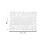 100 pcs Rectangular Disposable Paper Doilies Placemats with Lace Trim - White
