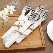 100 pcs Rectangular Disposable Paper Doilies Placemats with Lace Trim - White