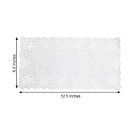 100 pcs Rectangular Disposable Paper Doilies Placemats with Lace Trim - White