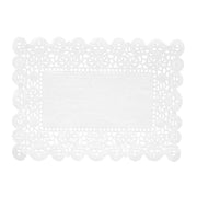 100 pcs Rectangular Disposable Paper Doilies Placemats with Lace Trim - White DSP_PPDOL_REC01_14_WHT