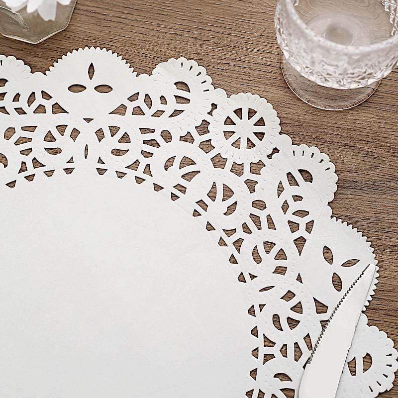 100 pcs Round Disposable Paper Doilies Placemats with Lace Trim