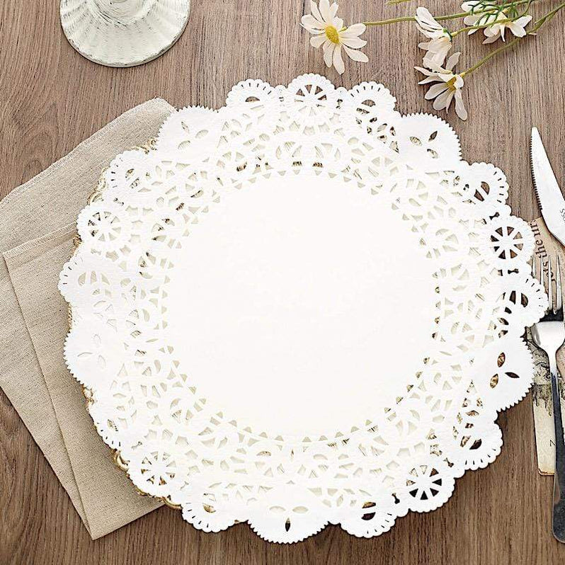 100 pcs Round Disposable Paper Doilies Placemats Lace Trim
