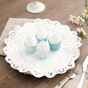 100 pcs Round Disposable Paper Doilies Placemats with Lace Trim