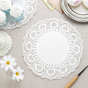 100 pcs Round Disposable Paper Doilies Placemats with Lace Trim