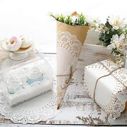 100 pcs Round Disposable Paper Doilies Placemats with Lace Trim