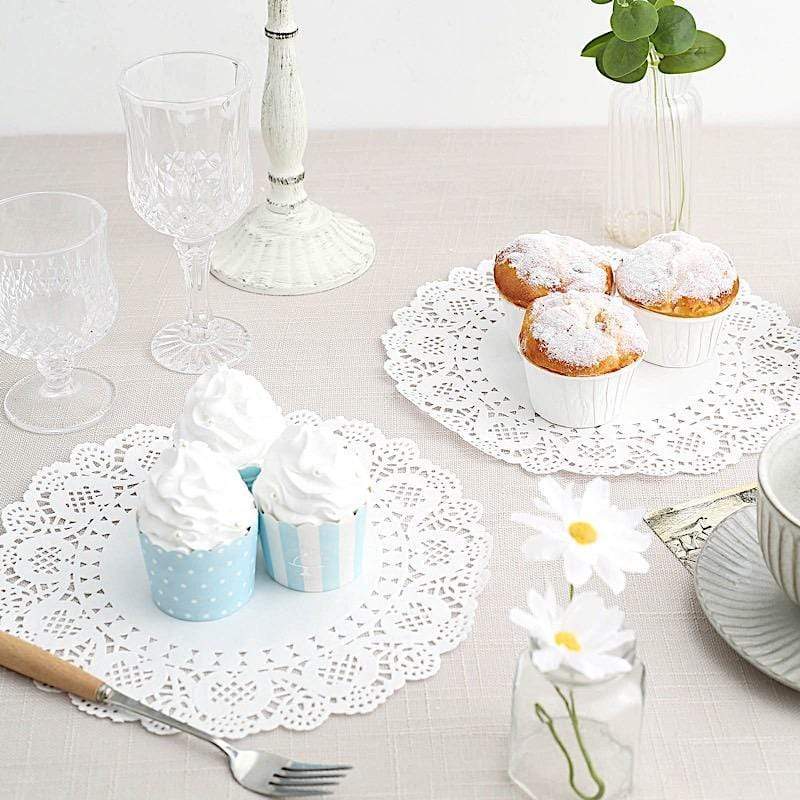 100 pcs Round Disposable Paper Doilies Placemats with Lace Trim