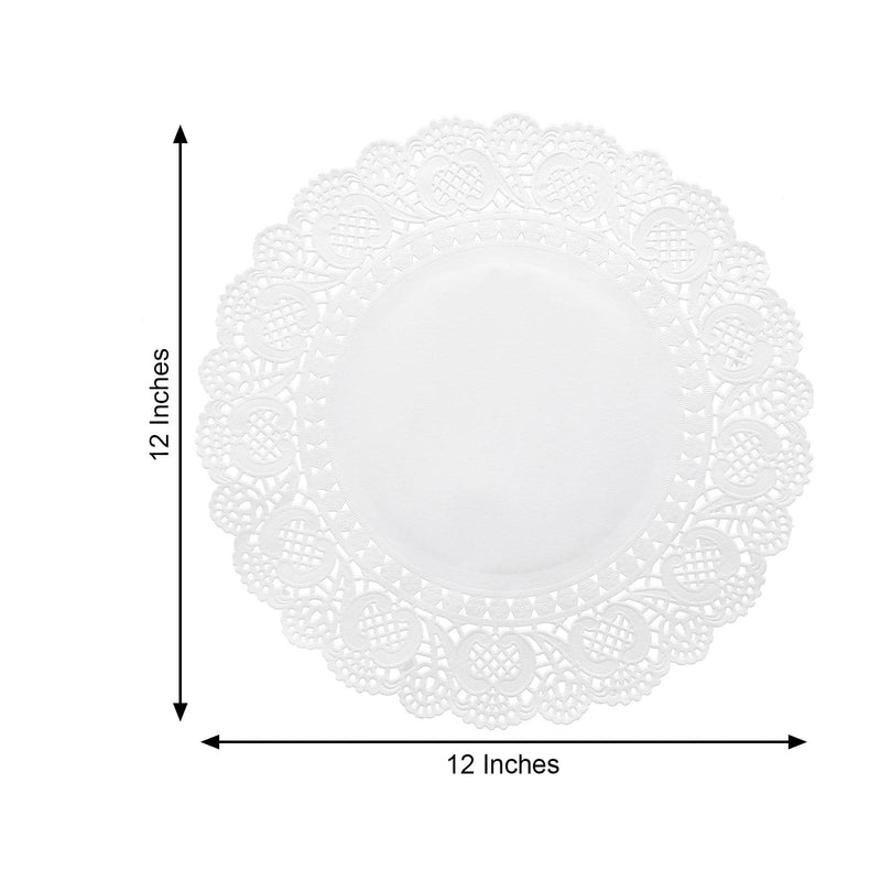 100 pcs Round Disposable Paper Doilies Placemats with Lace Trim