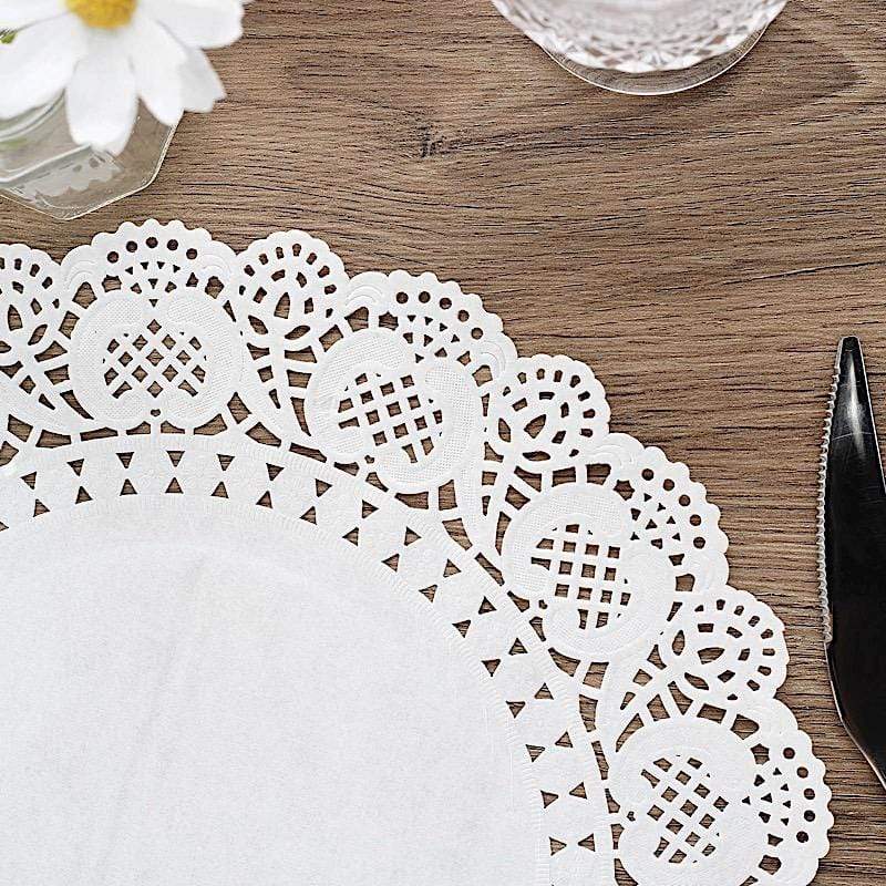 100 pcs Round Disposable Paper Doilies Placemats with Lace Trim