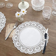 100 pcs Round Disposable Paper Doilies Placemats with Lace Trim
