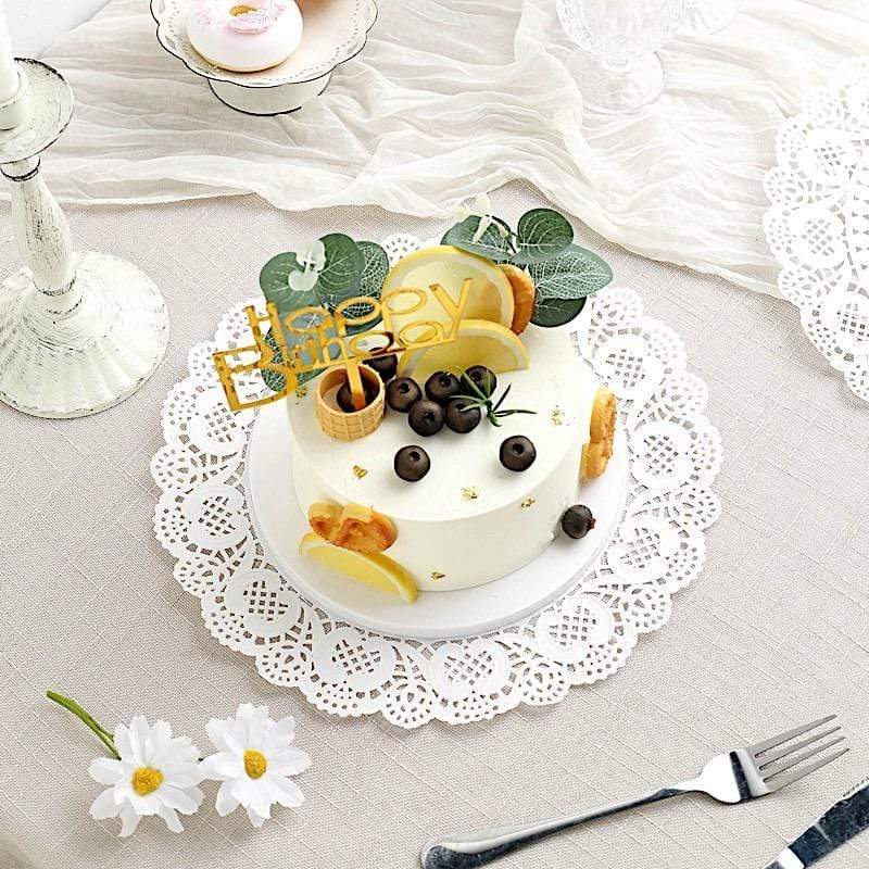 100 pcs Round Disposable Paper Doilies Placemats with Lace Trim