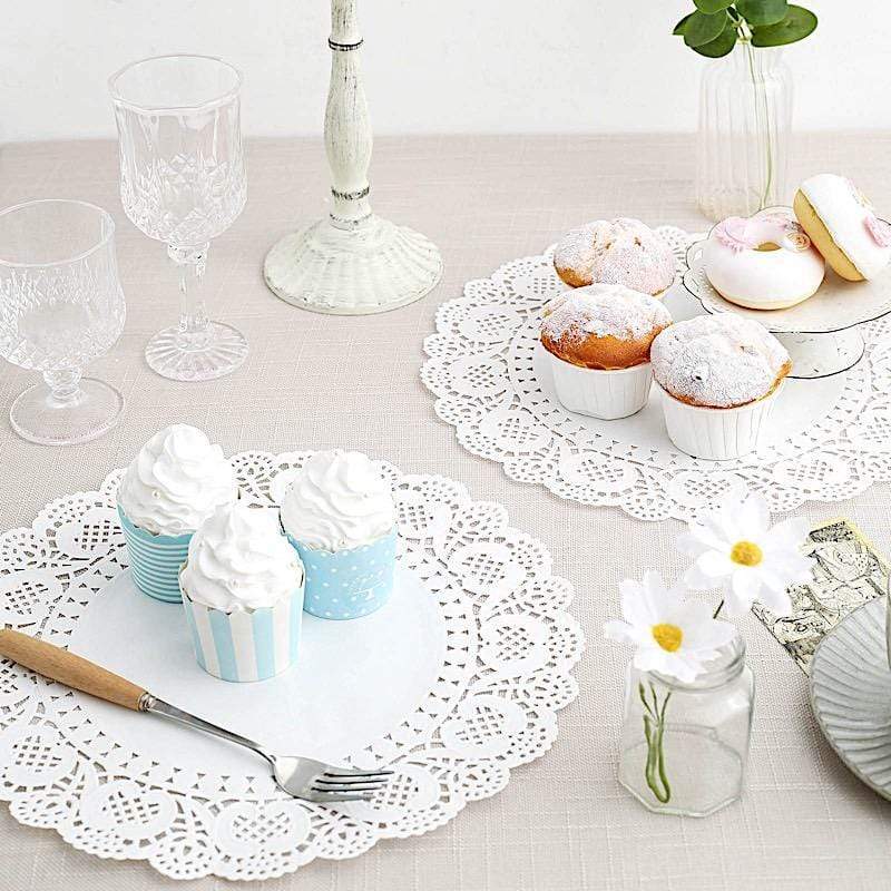 100 pcs Round Disposable Paper Doilies Placemats with Lace Trim
