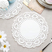 100 pcs Round Disposable Paper Doilies Placemats with Lace Trim
