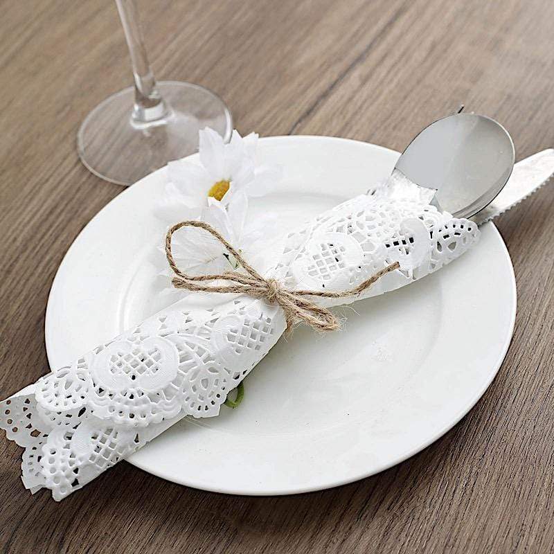 100 pcs Round Disposable Paper Doilies Placemats with Lace Trim