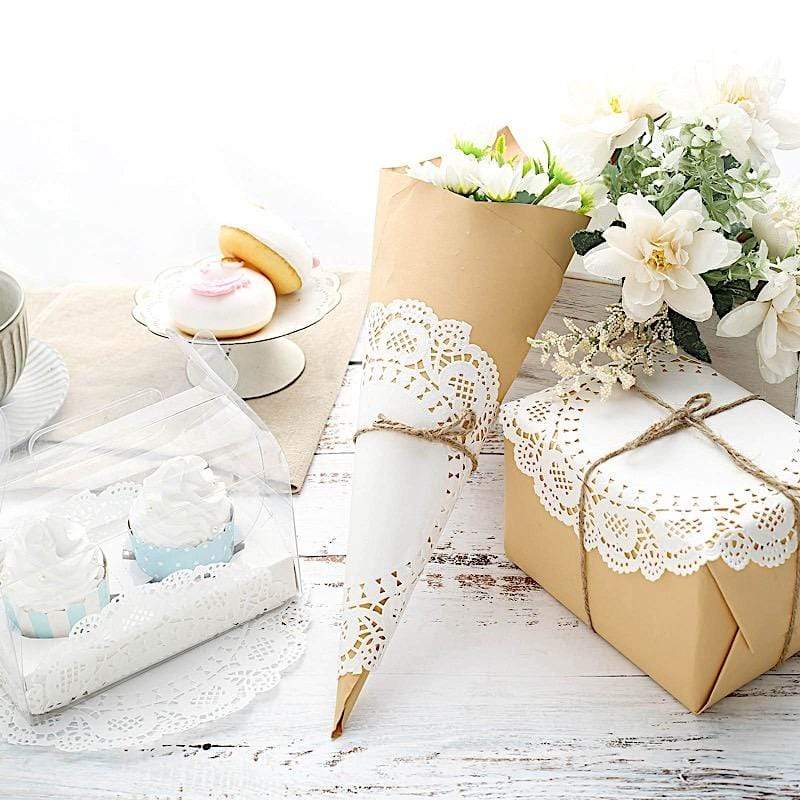 100 pcs Round Disposable Paper Doilies Placemats with Lace Trim