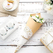 100 pcs Round Disposable Paper Doilies Placemats with Lace Trim