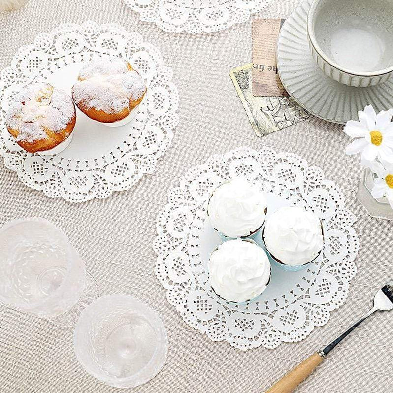 100 pcs Round Disposable Paper Doilies Placemats Lace Trim
