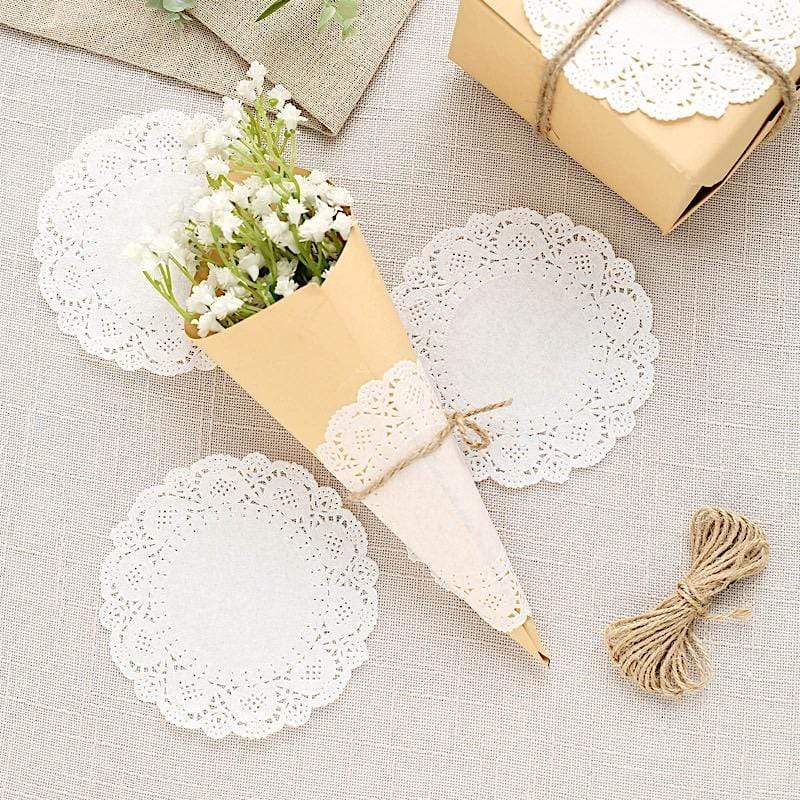 100 pcs Round Disposable Paper Doilies Placemats with Lace Trim