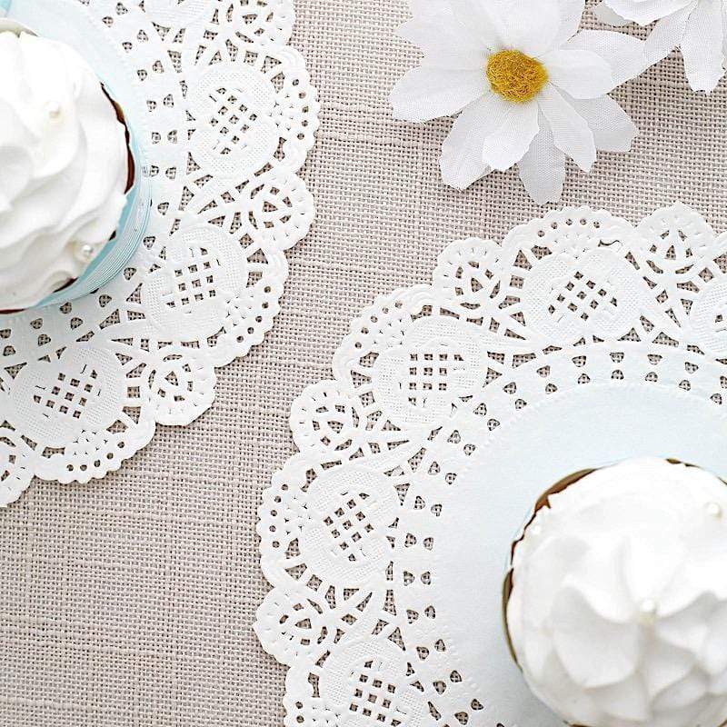 100 pcs Round Disposable Paper Doilies Placemats with Lace Trim