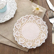 100 pcs Round Disposable Paper Doilies Placemats with Lace Trim