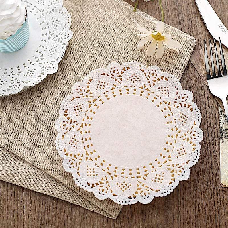 100 pcs Round Disposable Paper Doilies Placemats with Lace Trim
