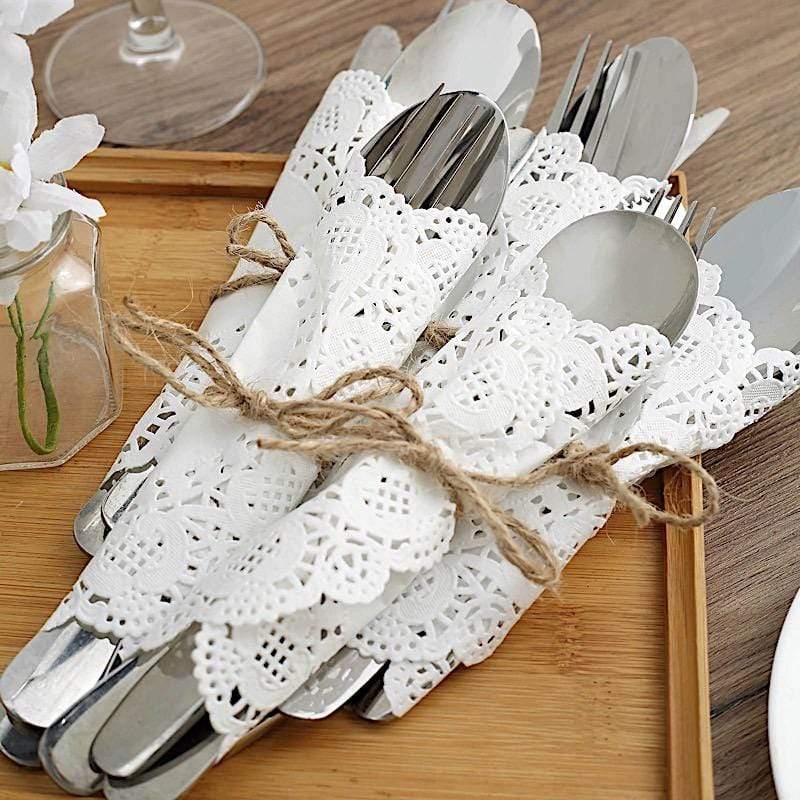 100 pcs Round Disposable Paper Doilies Placemats with Lace Trim