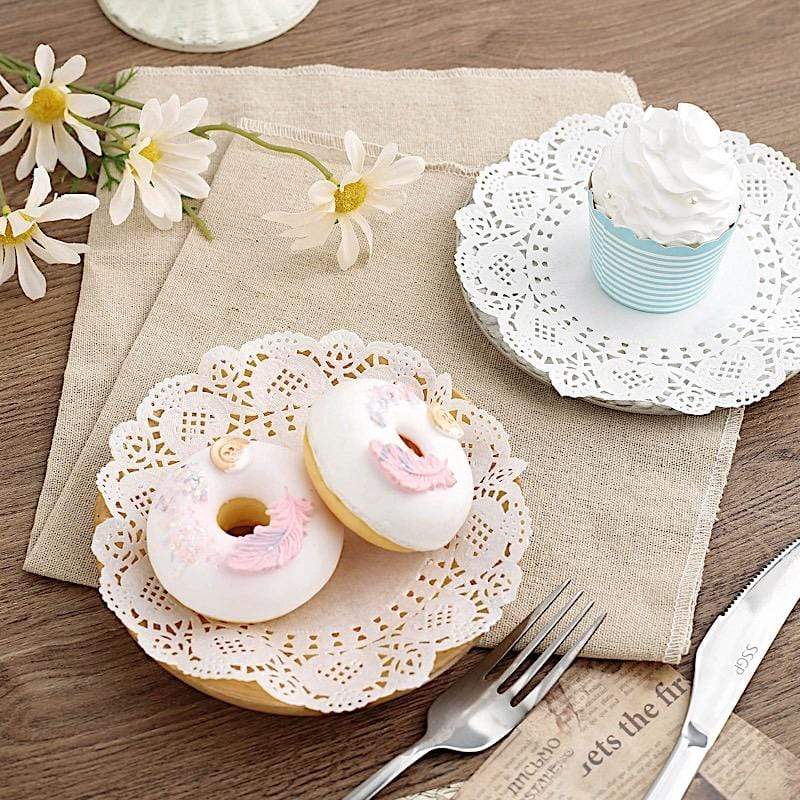 100 pcs Round Disposable Paper Doilies Placemats with Lace Trim