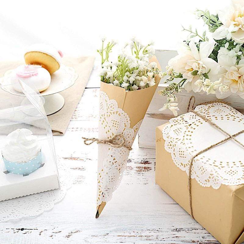 100 pcs Round Disposable Paper Doilies Placemats with Lace Trim