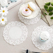 100 pcs Round Disposable Paper Doilies Placemats with Lace Trim