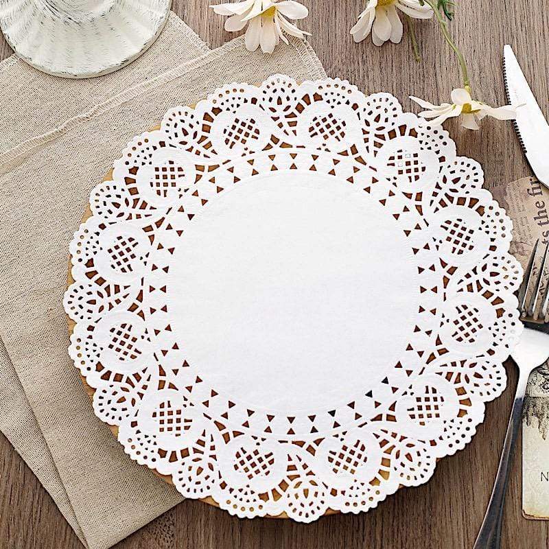 100 pcs Round Disposable Paper Doilies Placemats with Lace Trim