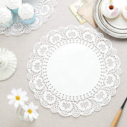100 pcs Round Disposable Paper Doilies Placemats with Lace Trim