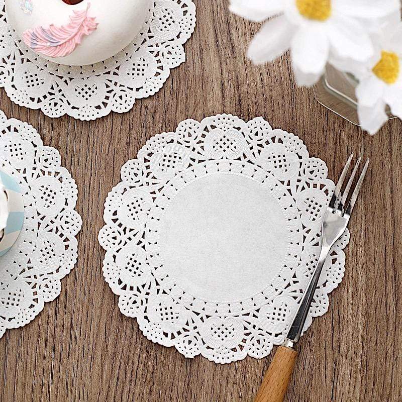 100 pcs Round Disposable Paper Doilies Placemats with Lace Trim
