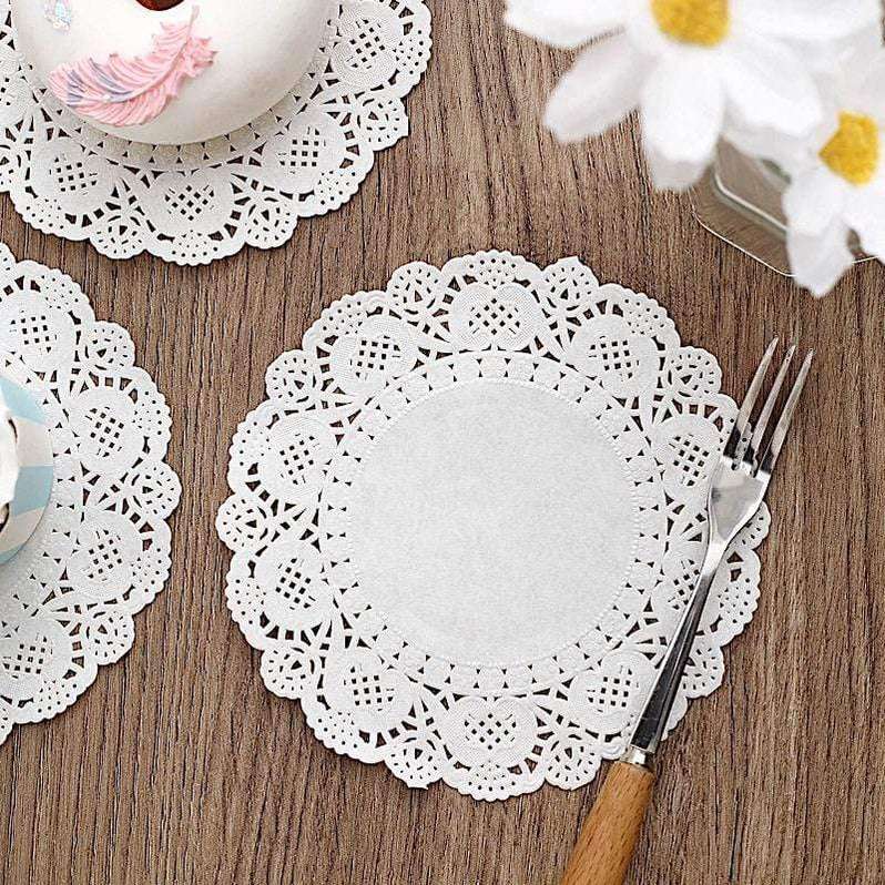 100 pcs Round Disposable Paper Doilies Placemats Lace Trim
