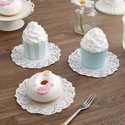 100 pcs Round Disposable Paper Doilies Placemats with Lace Trim