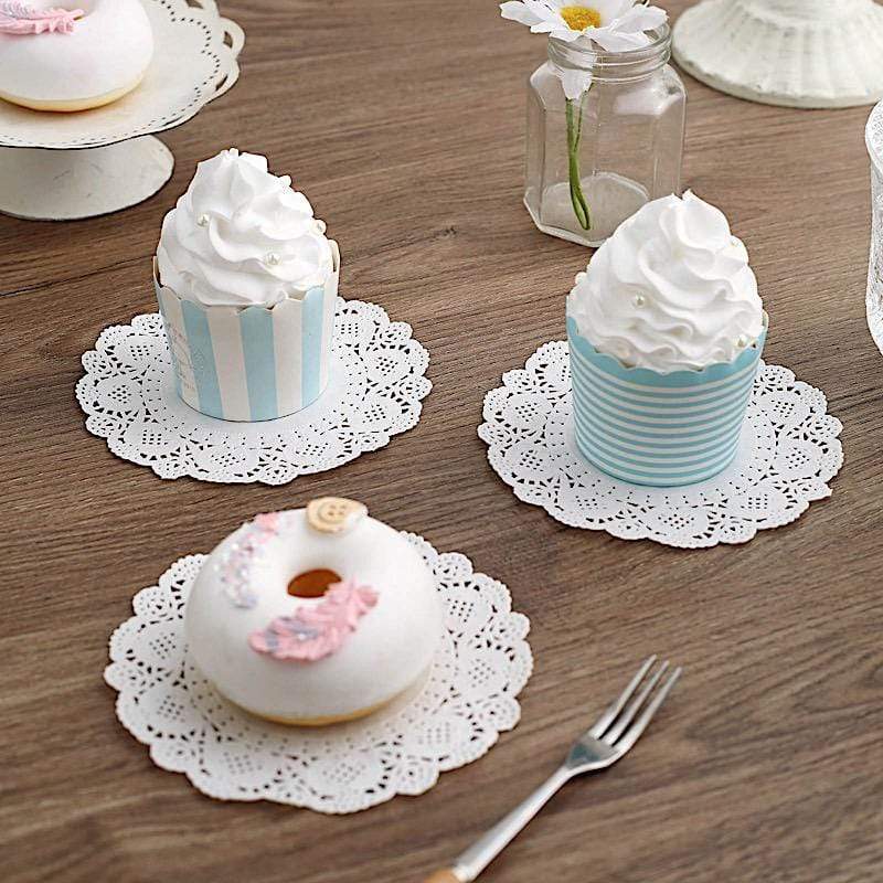 100 pcs Round Disposable Paper Doilies Placemats with Lace Trim