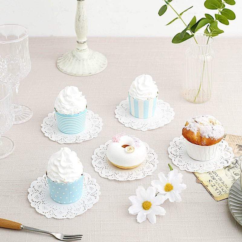 100 pcs Round Disposable Paper Doilies Placemats with Lace Trim