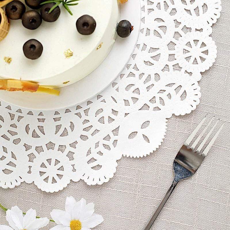 100 pcs Round Disposable Paper Doilies Placemats with Lace Trim