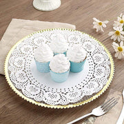 100 pcs Round Disposable Paper Doilies Placemats with Lace Trim