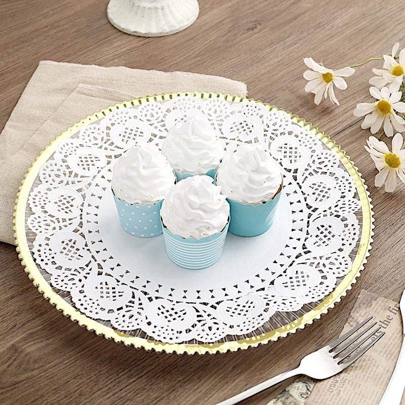 100 pcs Round Disposable Paper Doilies Placemats with Lace Trim
