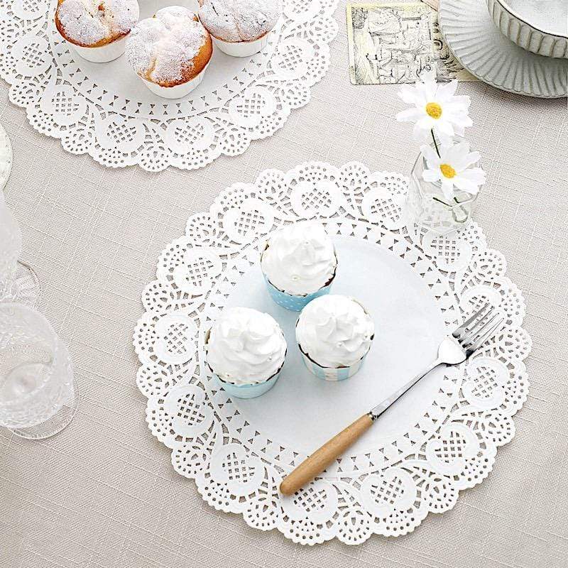 100 pcs Round Disposable Paper Doilies Placemats with Lace Trim