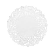 100 pcs Round Disposable Paper Doilies Placemats with Lace Trim DSP_PPDOL_RND01_10_WHT
