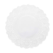 100 pcs Round Disposable Paper Doilies Placemats with Lace Trim DSP_PPDOL_RND01_12_WHT