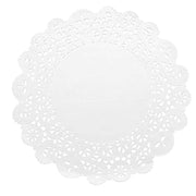 100 pcs Round Disposable Paper Doilies Placemats with Lace Trim DSP_PPDOL_RND01_14_WHT
