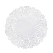 100 pcs Round Disposable Paper Doilies Placemats with Lace Trim DSP_PPDOL_RND01_6_WHT