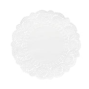 100 pcs Round Disposable Paper Doilies Placemats with Lace Trim DSP_PPDOL_RND01_8_WHT