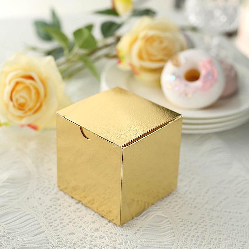 100 Wedding Favor Boxes 3" x 3" x 3" - Gold BOX_3X3_GOLD
